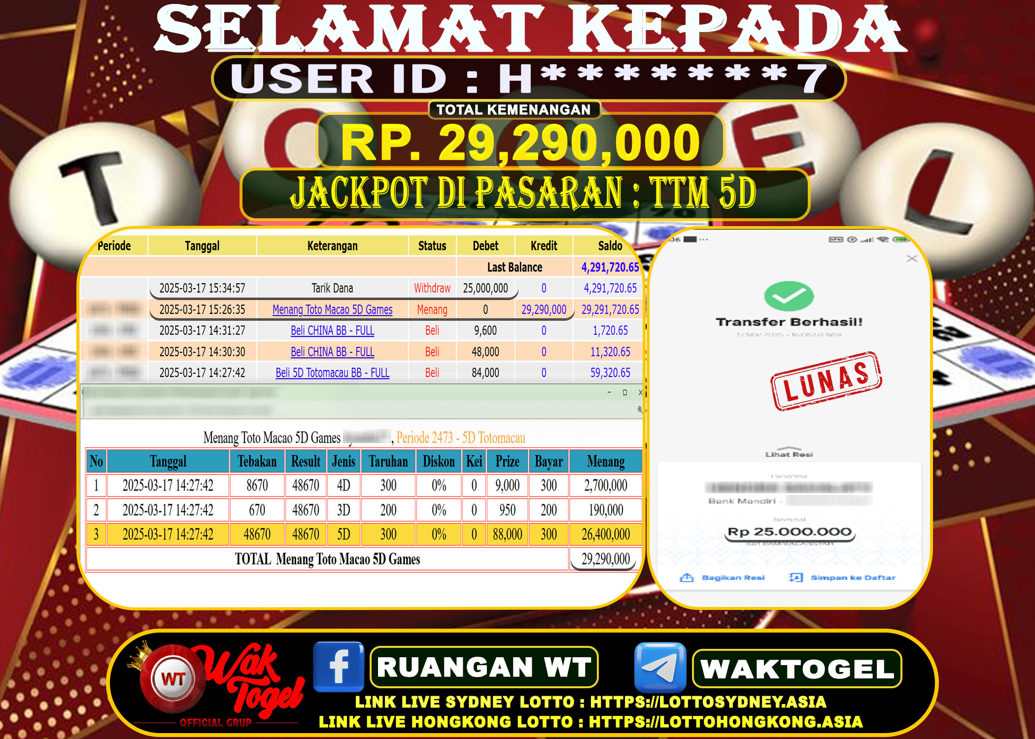 BUKTI PEMBAYARAN TOTO MACAU 5D WAKTOGEL
