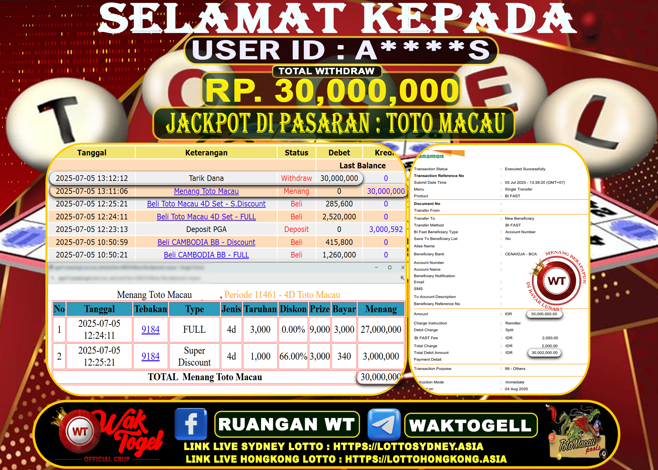 BUKTI PEMBAYARAN TOTO MACAU WAKTOGEL