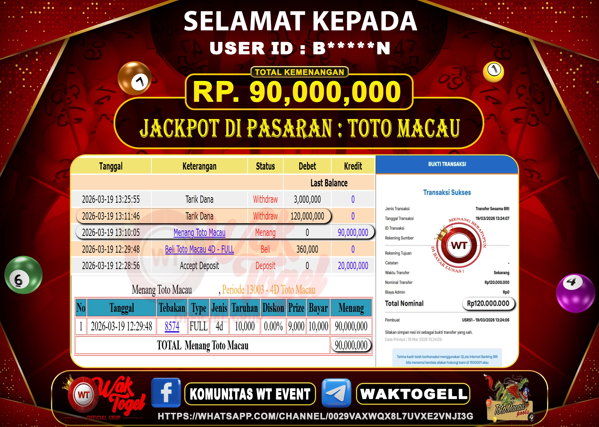 BUKTI PEMBAYARAN TOTO MACAU 4D WAKTOGEL