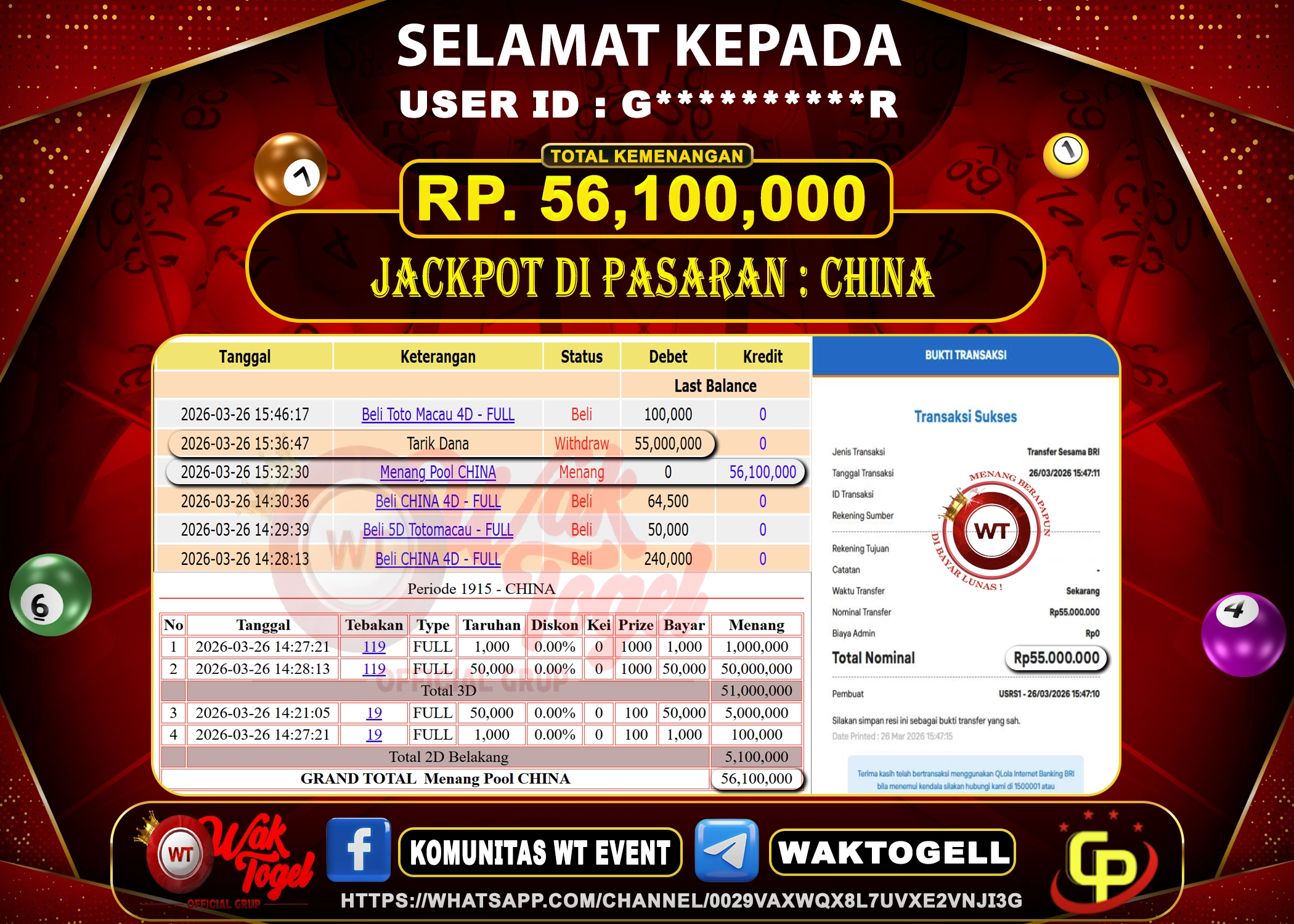 BUKTI PEMBAYARAN CHINA WAKTOGEL