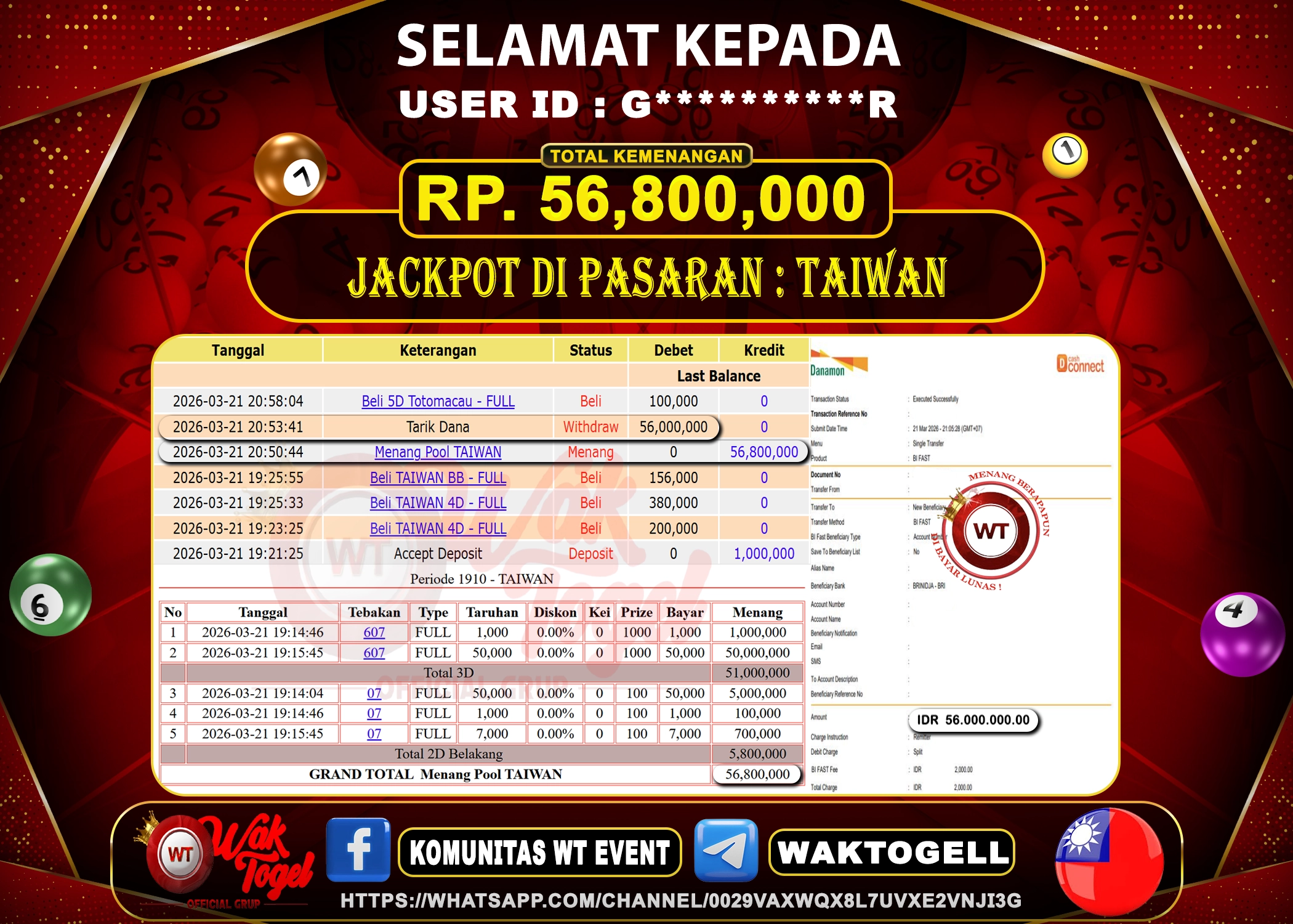 BUKTI PEMBAYARAN TAIWAN WAKTOGEL