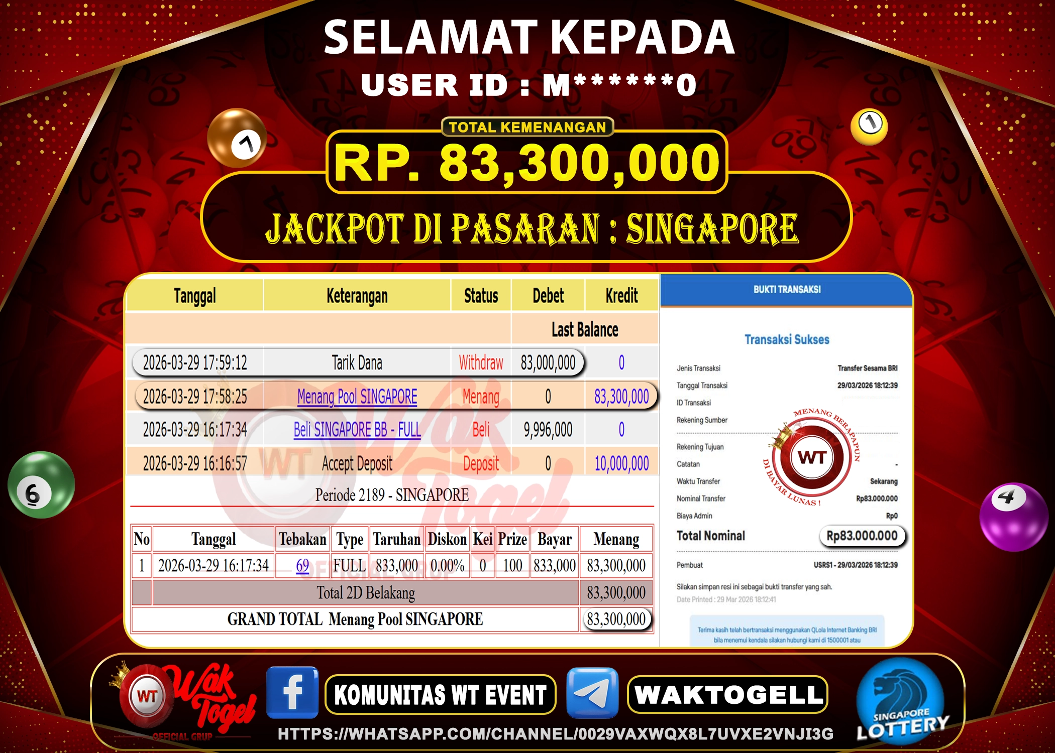 BUKTI PEMBAYARAN SINGAPORE WAKTOGEL