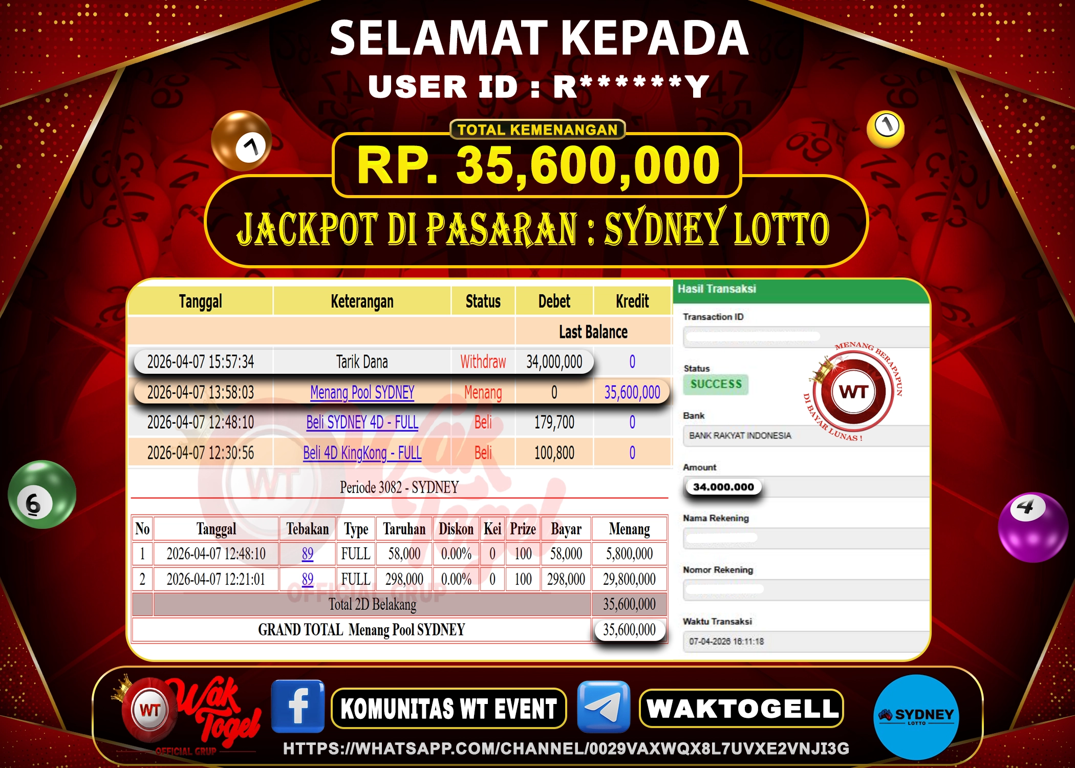 BUKTI PEMBAYARAN SYDNEY LOTTO WAKTOGEL
