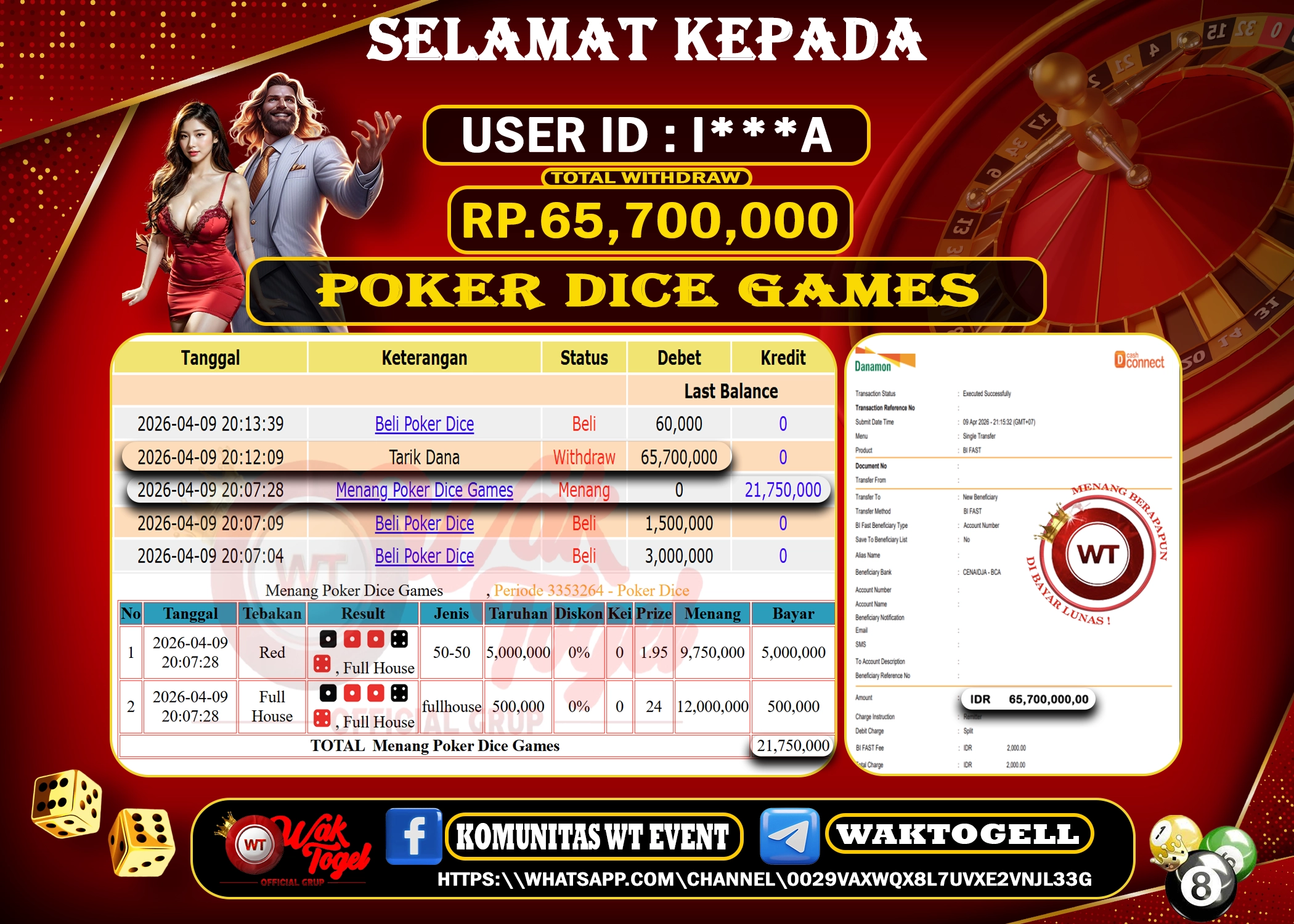 BUKTI PEMBAYARAN POKER DICE GAMES WAKTOGEL