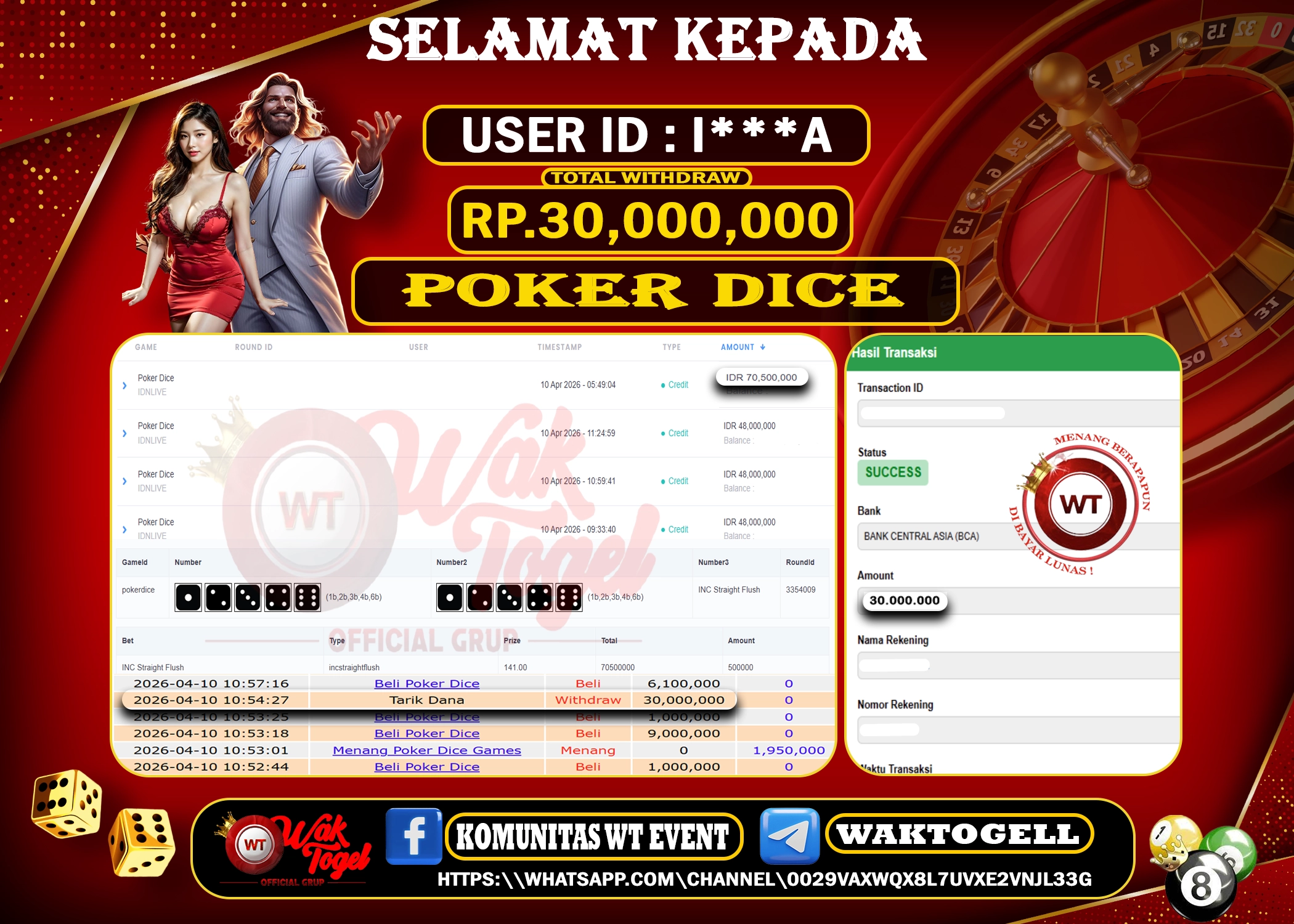 BUKTI PEMBAYARAN POKER DICE WAKTOGEL